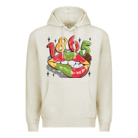 Oatmeal Heather 1865 juneteenth lips Premium Hoodie - MaliasSmallBusiness