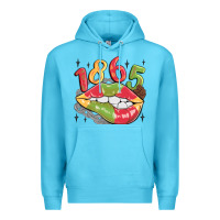 Ocean Blue 1865 juneteenth lips Premium Hoodie - MaliasSmallBusiness