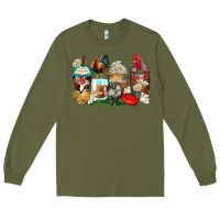 Army Green rooster coffee cups Long Sleeve Tee - Zillion Design Studio