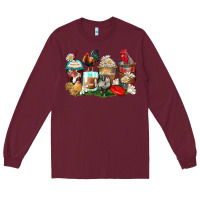 Burgundy rooster coffee cups Long Sleeve Tee - Zillion Design Studio
