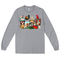 Heather Grey rooster coffee cups Long Sleeve Tee - Zillion Design Studio