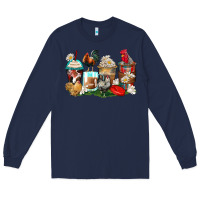 Navy rooster coffee cups Long Sleeve Tee - Zillion Design Studio