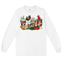 White rooster coffee cups Long Sleeve Tee - Zillion Design Studio