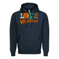 Navy love basketball Zipper Hoodie - HRA Design Shop