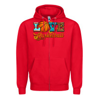 Red love basketball Zipper Hoodie - HRA Design Shop