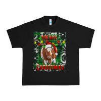 Black Western Merry Christmas Longhorn Cow Urban Heavy Tee - RanaPortraitStore