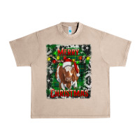 French Oak Western Merry Christmas Longhorn Cow Urban Heavy Tee - RanaPortraitStore