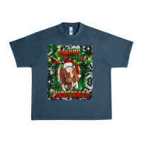 Midnight Navy Western Merry Christmas Longhorn Cow Urban Heavy Tee - RanaPortraitStore