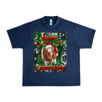 Navy Western Merry Christmas Longhorn Cow Urban Heavy Tee - RanaPortraitStore