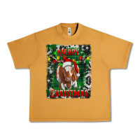Peanut Butter Western Merry Christmas Longhorn Cow Urban Heavy Tee - RanaPortraitStore