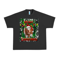 Pigment Black Western Merry Christmas Longhorn Cow Urban Heavy Tee - RanaPortraitStore