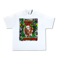 White Western Merry Christmas Longhorn Cow Urban Heavy Tee - RanaPortraitStore