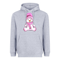 Heather Grey winter pink snowman and hat Heavyweight Hoodie - AdoDesignShop