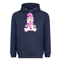 Navy winter pink snowman and hat Heavyweight Hoodie - AdoDesignShop
