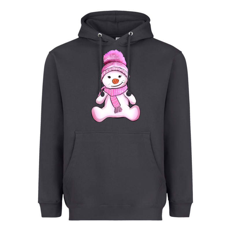 Winter Pink Snowman And Hat Heavyweight Hoodie by AdoDesignShop | Teevron