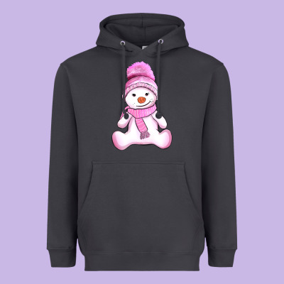 Winter Pink Snowman And Hat Heavyweight Hoodie Designed By Adodesignshop