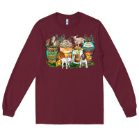 Burgundy goats coffee cups Long Sleeve Tee - Zillion Design Studio