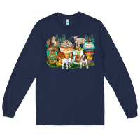 Navy goats coffee cups Long Sleeve Tee - Zillion Design Studio