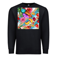 Black flowers ice cream fruit Premium Sweatshirt - BundleAndBundleShop
