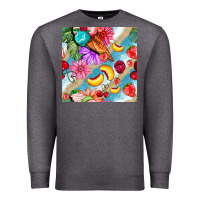 Charcoal Heather flowers ice cream fruit Premium Sweatshirt - BundleAndBundleShop