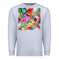 Heather Grey flowers ice cream fruit Premium Sweatshirt - BundleAndBundleShop