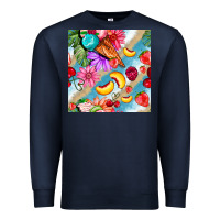 Navy flowers ice cream fruit Premium Sweatshirt - BundleAndBundleShop