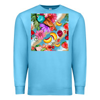 Ocean Blue flowers ice cream fruit Premium Sweatshirt - BundleAndBundleShop