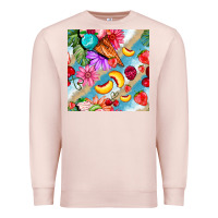 Pale Pink flowers ice cream fruit Premium Sweatshirt - BundleAndBundleShop