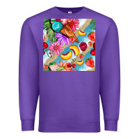 Purple flowers ice cream fruit Premium Sweatshirt - BundleAndBundleShop