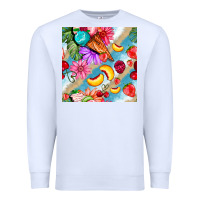 White flowers ice cream fruit Premium Sweatshirt - BundleAndBundleShop