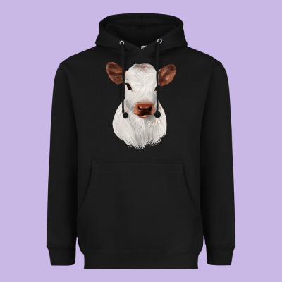 White Cute Calf Heavyweight Hoodie Designed By Jahusdesignshop