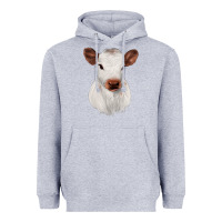 Heather Grey White Cute Calf Heavyweight Hoodie - JahusDesignShop