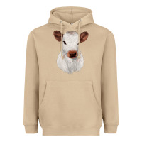 Mushroom White Cute Calf Heavyweight Hoodie - JahusDesignShop