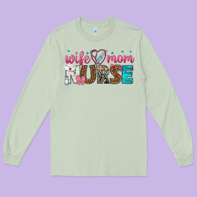 Wife Mom Nurse Long Sleeve Tee Designed By Texasbilliewilder
