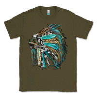 Army Green indian feather headdress with western  patterns Classic Tee - RanaPortraitStore