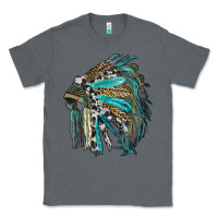 Charcoal Heather indian feather headdress with western  patterns Classic Tee - RanaPortraitStore
