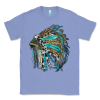 Colony Blue indian feather headdress with western  patterns Classic Tee - RanaPortraitStore