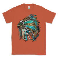 Copper indian feather headdress with western  patterns Classic Tee - RanaPortraitStore