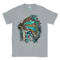 Heather Grey indian feather headdress with western  patterns Classic Tee - RanaPortraitStore