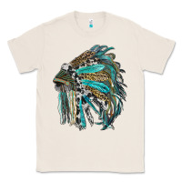 Natural indian feather headdress with western  patterns Classic Tee - RanaPortraitStore