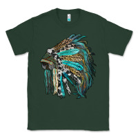 Sports Green indian feather headdress with western  patterns Classic Tee - RanaPortraitStore
