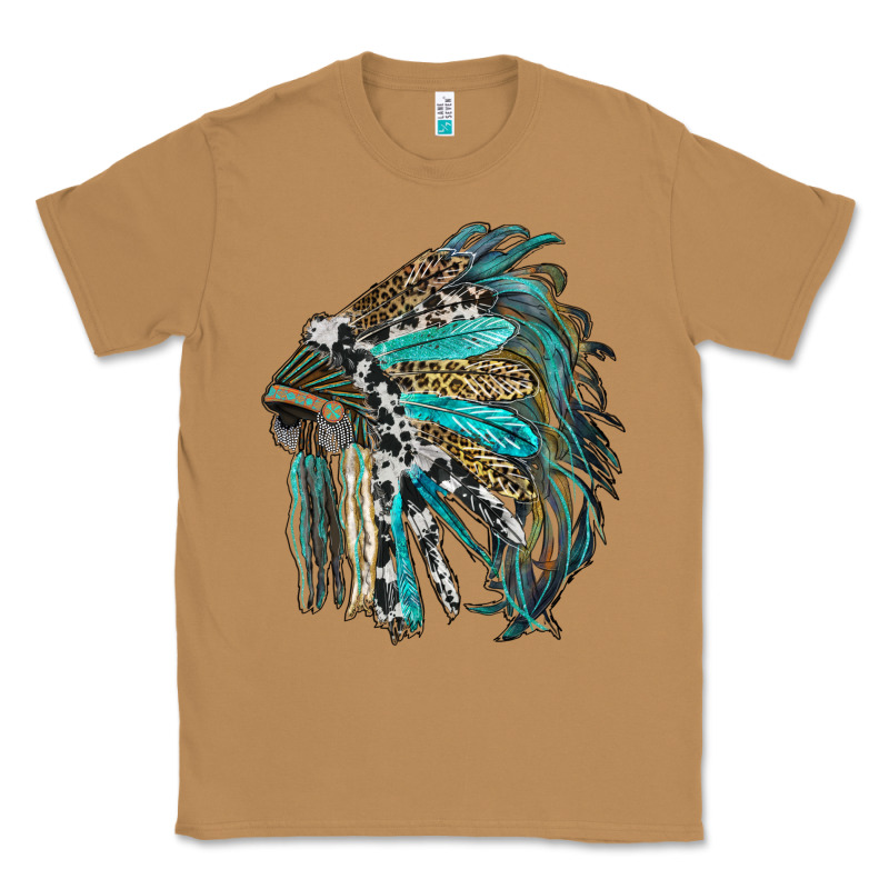 Indian Feather Headdress With Western  Patterns Classic Tee by RanaPortraitStore | Teevron