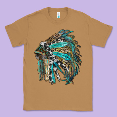 Indian Feather Headdress With Western  Patterns Classic Tee Designed By Ranaportraitstore
