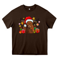 Chocolate Brown festive highland cow Heavy Core Tee - CowhideDigitalArt