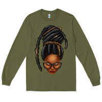 Army Green afro woman faux jumbo locs Long Sleeve Tee - texasbilliewilder