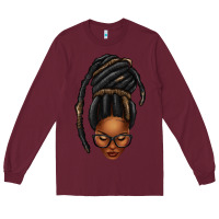 Burgundy afro woman faux jumbo locs Long Sleeve Tee - texasbilliewilder