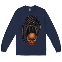 Navy afro woman faux jumbo locs Long Sleeve Tee - texasbilliewilder