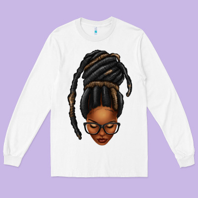 Afro Woman Faux Jumbo Locs Long Sleeve Tee Designed By Texasbilliewilder