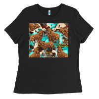 Black astec cowhide highlands cow Ladies Tee - BarkalooDesign