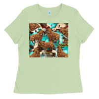 Matcha astec cowhide highlands cow Ladies Tee - BarkalooDesign